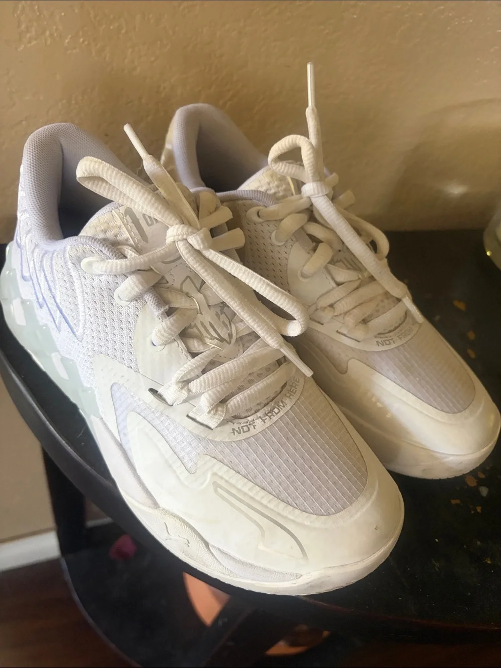 Puma Melo Kids White Lace-Up Basketball Shoes